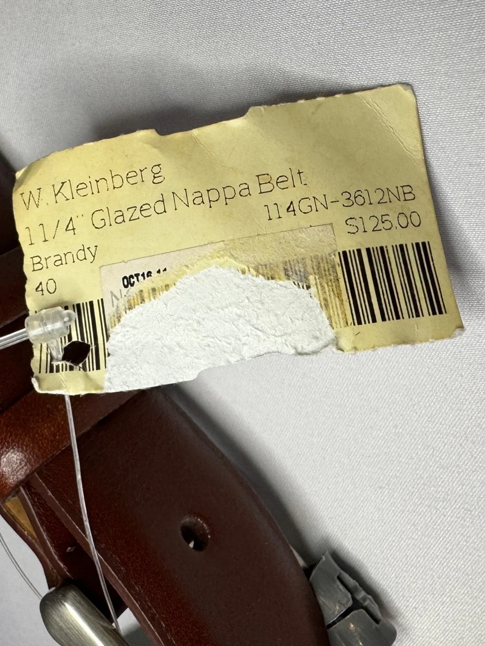 NWT Vintage W. Kleinberg Brandy Brown Glazed Nappa Leather Wide Belt 40 Silver